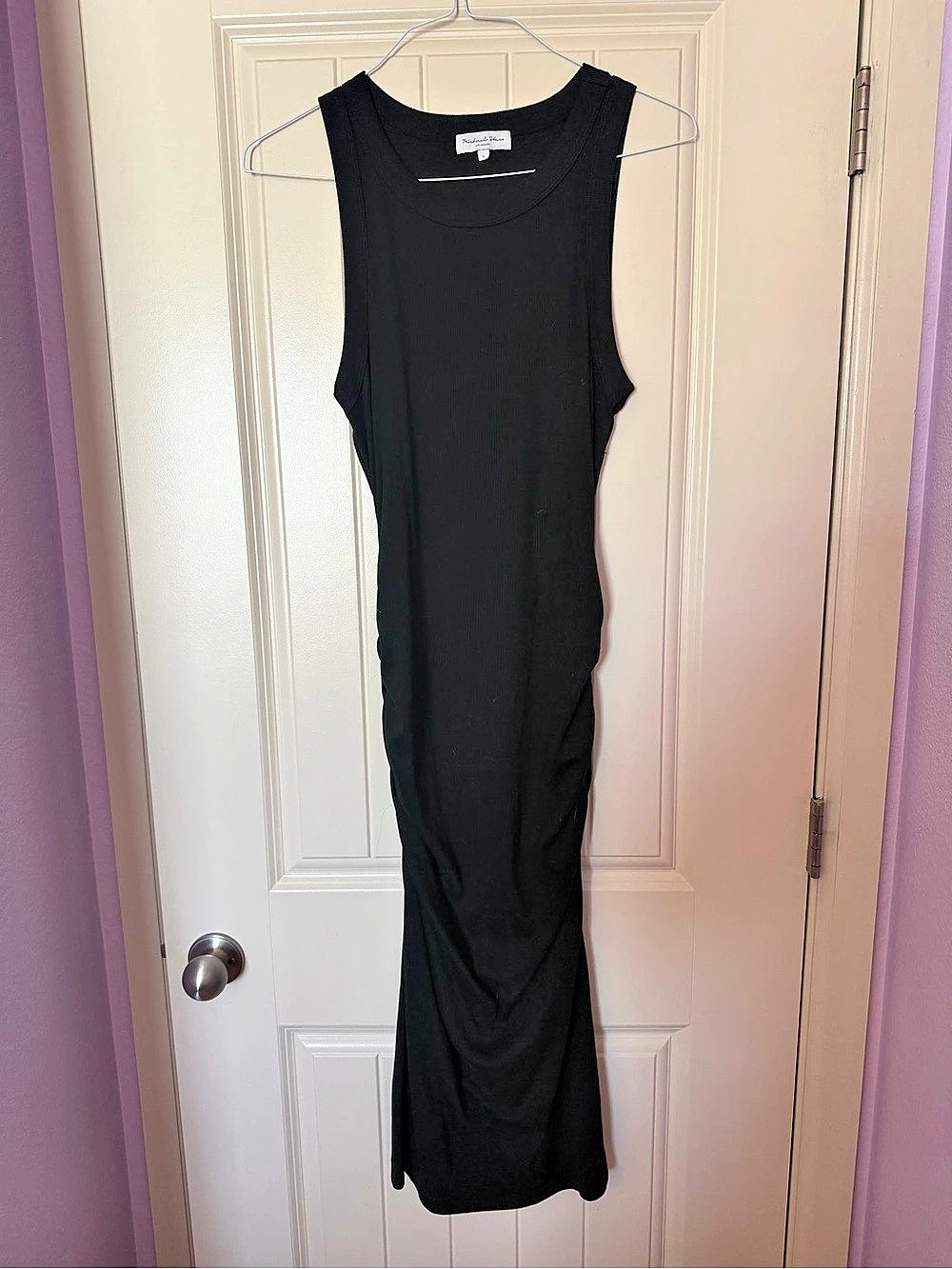 Michael Stars Wren Ribbed Midi Dress Black Sleeveless Midi Dress Like New